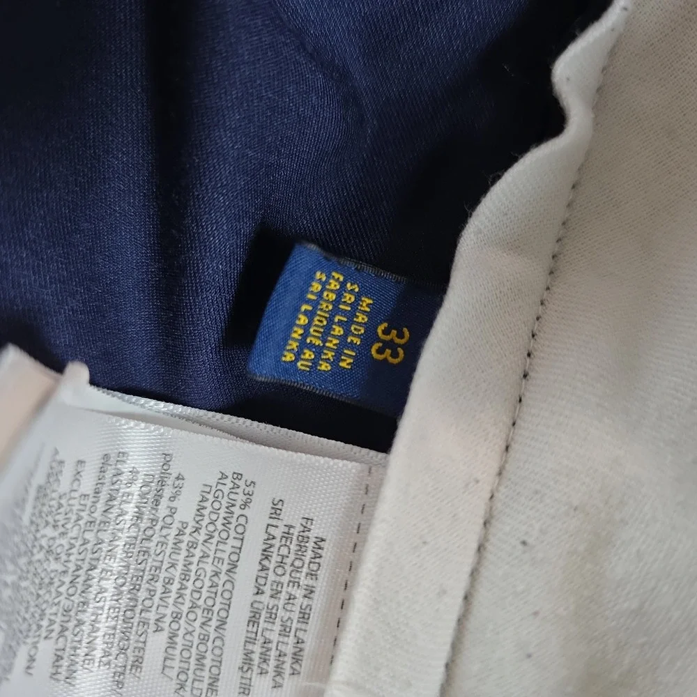 Polo Ralph Lauren Mens Navy Blue Cotton Twill Stretch Chino Shorts Size 33
